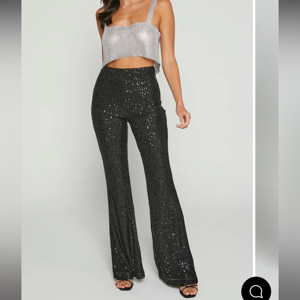 nwt showpo deliza sequin flare pants - Picture 6 of 7